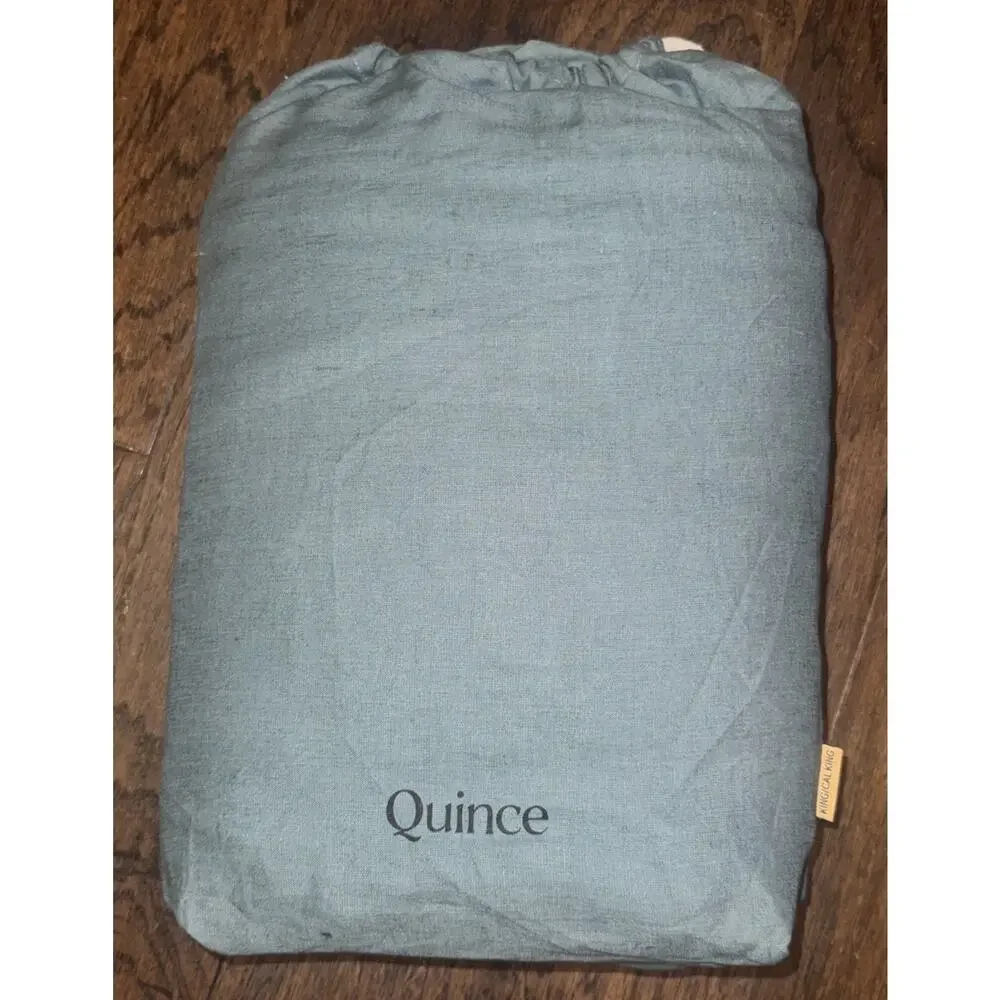 Quince European Flax Linen Duvet Cover King/Cal King Ocean Blue Green